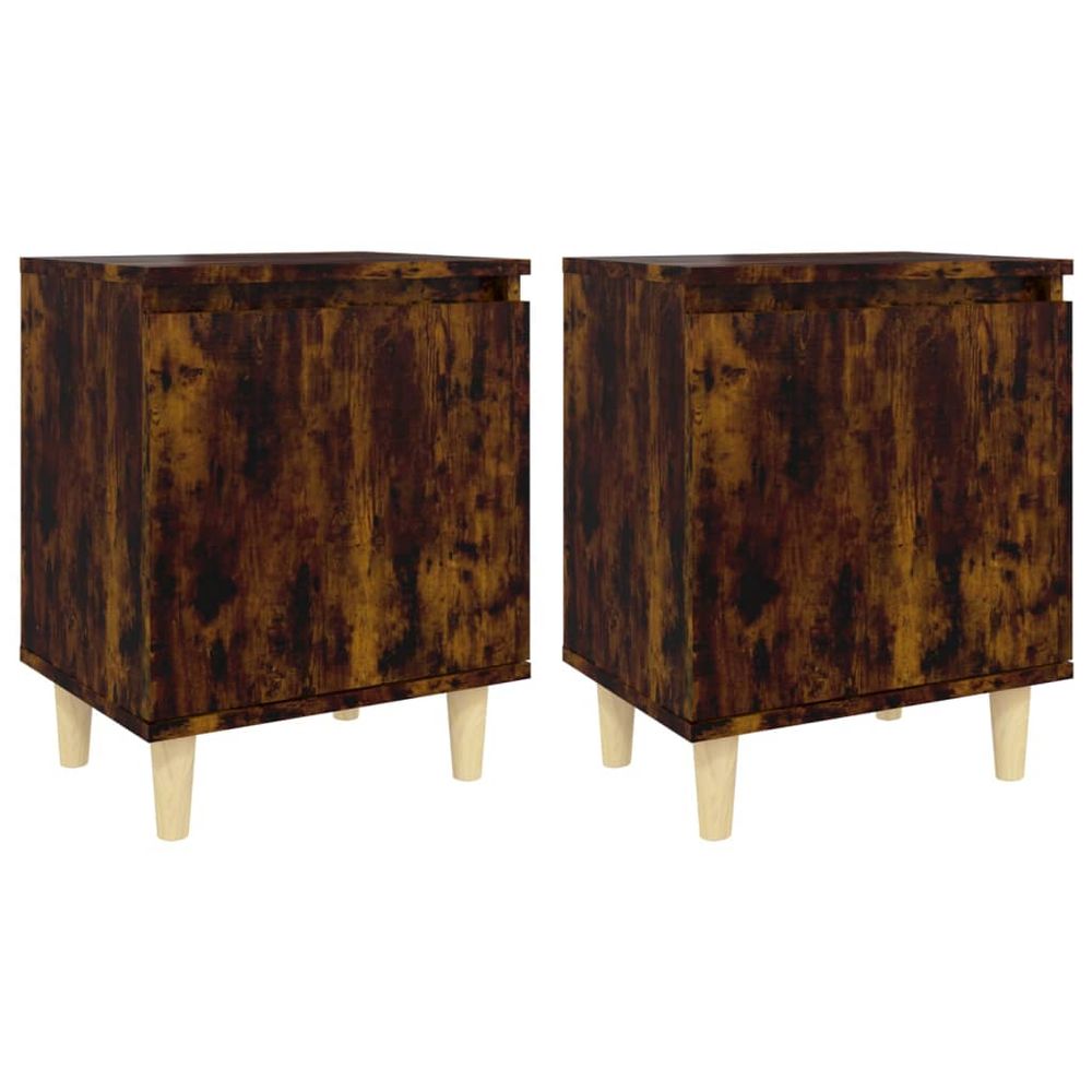 Vidaxl Nočné stolíky s drevenými nohami 2 ks tmavý dub 40x30x50 cm